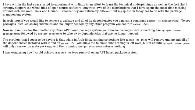 Ubuntu: Arch linux like way to remove package and dependencies? смотреть онлайн
