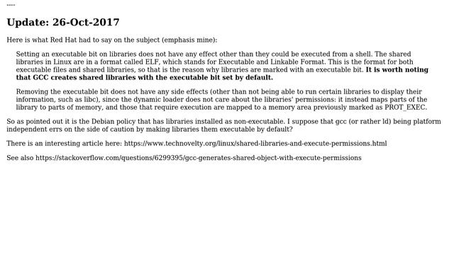 Unix & Linux: Why should or should not shared libraries be executable (e.g. Red Hat vs Debian)? смотреть онлайн
