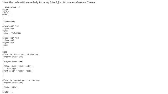 Unix & Linux: Compare sets of values from two files and print the output in a third file using awk смотреть онлайн