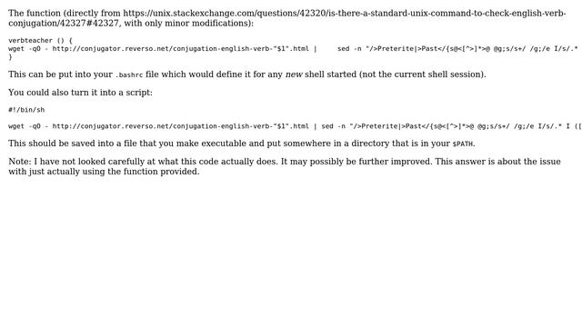 Unix & Linux: Looking for an e.g. bash solution to check English verb conjugation (3 Solutions!!) смотреть онлайн