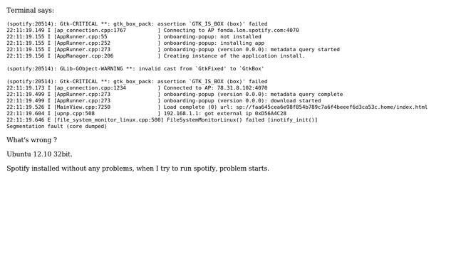 Ubuntu: spotify installed, run error смотреть онлайн