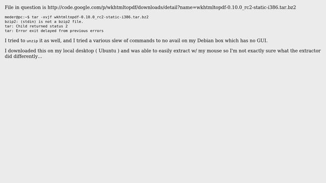 Failing to extract a tar/bz2 file смотреть онлайн