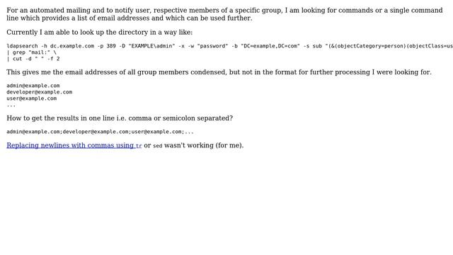 How to create a list of email addresses from ldapsearch result for further processing? смотреть онлайн