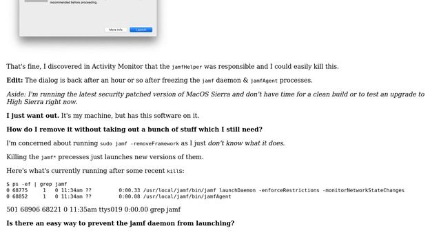 How to uninstall jamf software or prevent the daemon from running? смотреть онлайн