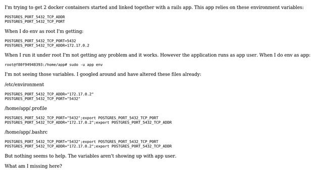 DevOps & SysAdmins: How can I set environment variables for a different user? смотреть онлайн