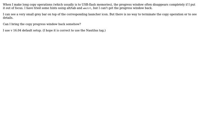 Ubuntu: Progress bar for copy disappears смотреть онлайн
