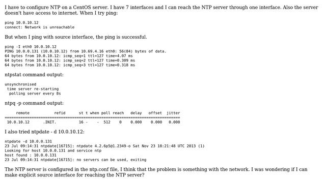 DevOps & SysAdmins: Can you configure a specific interface to reach the NTP server? смотреть онлайн