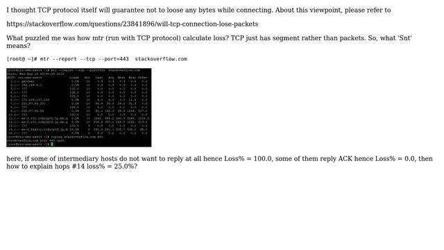 Unix & Linux: How does MTR (run with TCP protocol) calculate the loss rate? смотреть онлайн