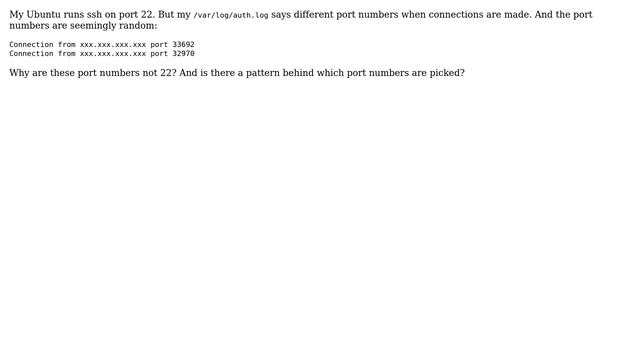 Unix & Linux: Why logs show a different ssh connection port # than the one specified? смотреть онлайн