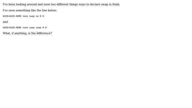 What is the difference between swap entries in fstab? смотреть онлайн