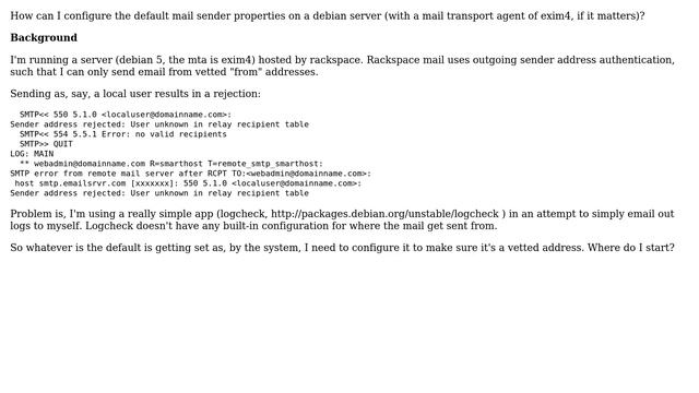 DevOps & SysAdmins: How do I configure the default email sender properties on a debian server? смотреть онлайн