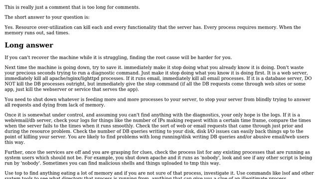 Unix & Linux: Can resource over-utilization actually cause users to be unable to SSH to Linux? смотреть онлайн