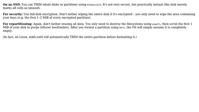 Quickest way to wipe an SSD clean of all its partitions for repartitioning in Linux? смотреть онлайн