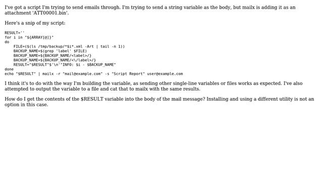 Centos mailx sending body as attachment смотреть онлайн