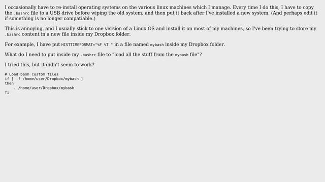 Linux: bashrc. How to load bashrc content from another file? смотреть онлайн