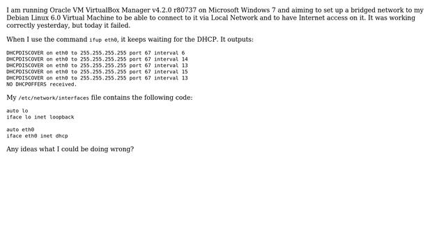 DevOps & SysAdmins: VirtualBox Bridged Network to Debian Fails to connect смотреть онлайн