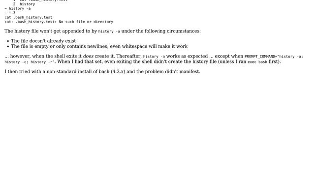 bash: history -a not writing unless HISTFILE already has text смотреть онлайн