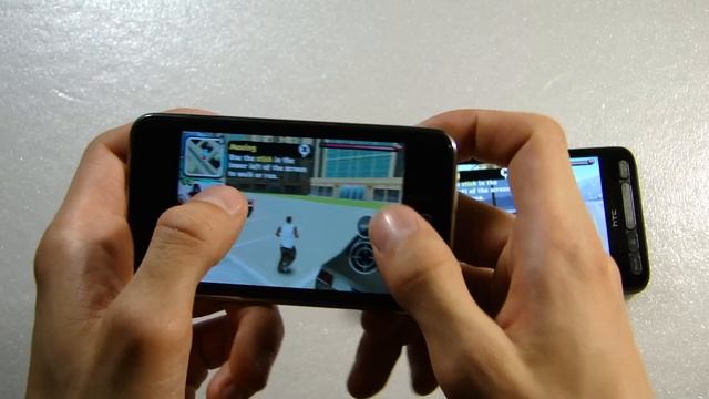 Ipod Touch 3g vs HTC HD2 (android) Part 1. Gangstar. смотреть онлайн