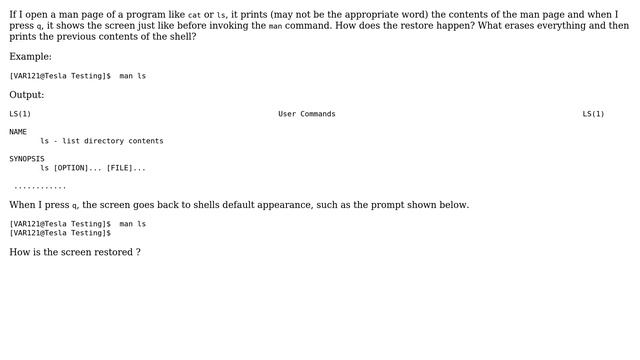 Unix & Linux: How does "man" restore the screen when I quit the program? смотреть онлайн