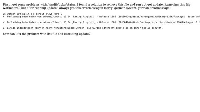 Ubuntu: Problem with apt-get update and dpkg/status смотреть онлайн