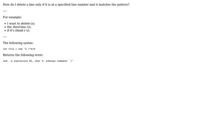 How do I delete a line only if it is at the specified line number and it matches the pattern? смотреть онлайн