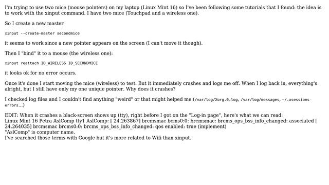 Unix & Linux: Two mice pointers (xinput stuff) issue (logs me off) (2 Solutions!!) смотреть онлайн