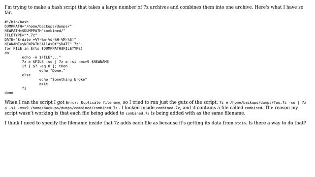 Unix & Linux: How can I combine multiple 7z archives into one? смотреть онлайн