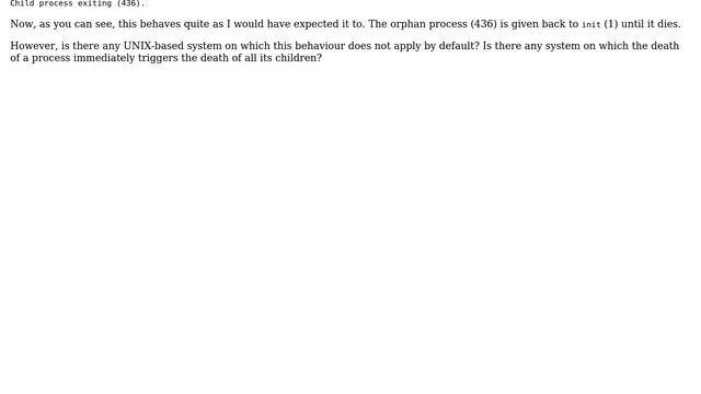 Unix & Linux: Is there any UNIX variant on which a child process dies with its parent? смотреть онлайн