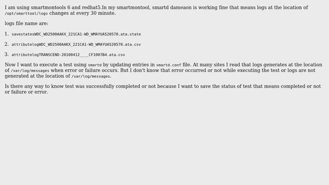 Unix & Linux: How to know smartd test was successfully completed or not? смотреть онлайн