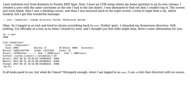 Unix & Linux: Can't log in, seemingly locked out of home directory смотреть онлайн