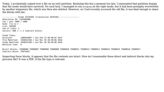 Unix & Linux: Recover deleted file from block numbers смотреть онлайн