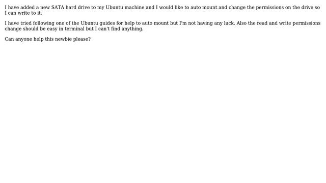Ubuntu: Auto mount & Permissions on a new hard drive смотреть онлайн