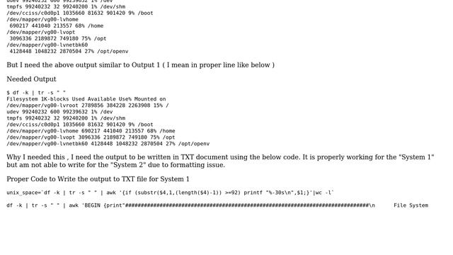 Unix & Linux: How to get Proper Out for df -k command? смотреть онлайн