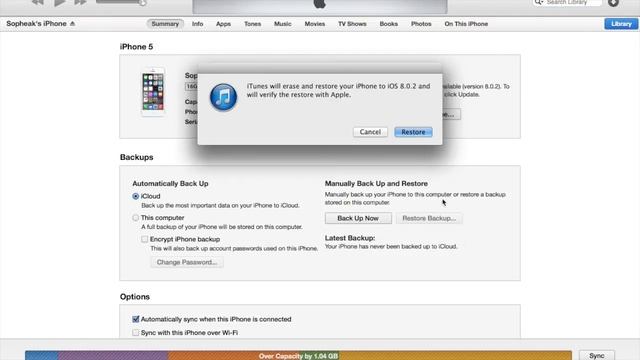 Restore iOS 7.0.4 to iOS 8.0.2 смотреть онлайн