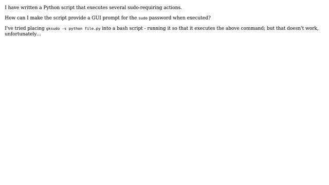 Ubuntu: How to prompt for sudo password using GUI? смотреть онлайн