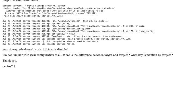 Unix & Linux: After update targetd and rtslib clients could not connect anymore смотреть онлайн