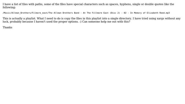 Linux - How to copy a list of files with special characters to new directory смотреть онлайн