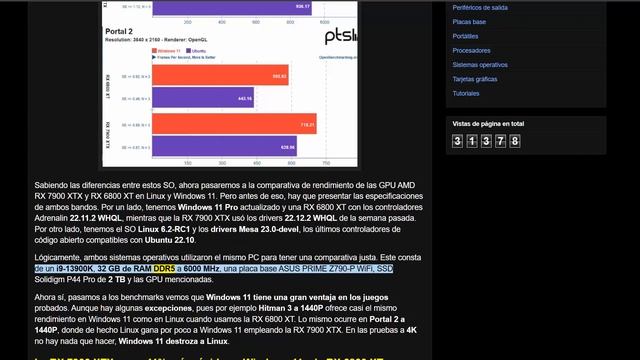 Windows 11 vs Linux: comparativa en las RX 7900 XTX y RX 6800 XT смотреть онлайн