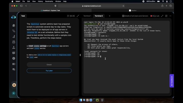 Create a Cron Job | Linux Level 2 | KodeKloud смотреть онлайн