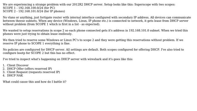 IP phones get DHCP NAK from superscope configured DHCP server смотреть онлайн
