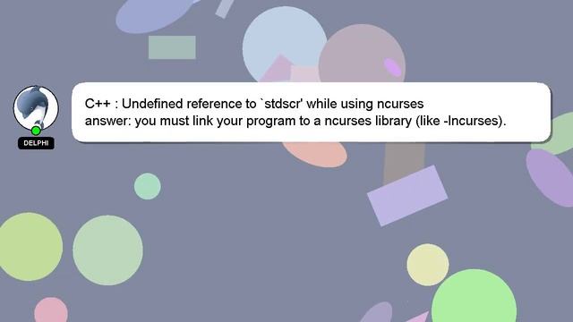 C++ : Undefined reference to `stdscr' while using ncurses смотреть онлайн