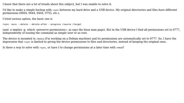 Unix & Linux: rsync and original permissions смотреть онлайн