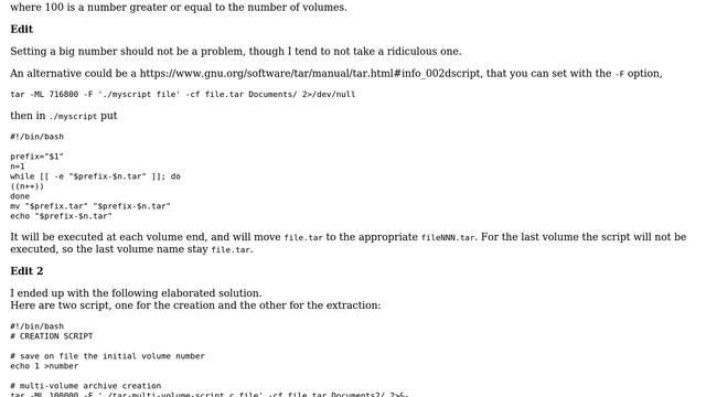 Unix & Linux: Can I automate tar's multi-volume-feature? (2 Solutions!!) смотреть онлайн