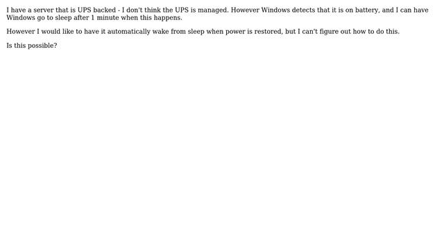 Unix & Linux: Put computer to sleep on battery, but wake up when power is restored? смотреть онлайн