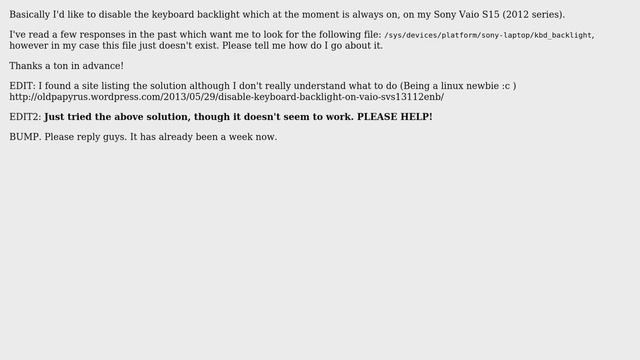 Ubuntu: Disable keyboard backlight on Sony Vaio S series (2012) (Ubuntu 13.04) смотреть онлайн