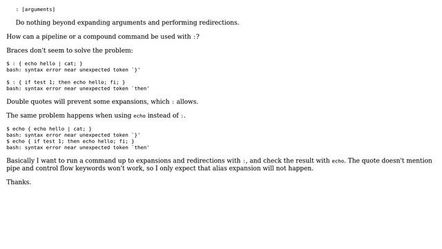 Unix & Linux: How can a pipeline or compound command be used with `:` and `echo`? (2 Solutions!!) смотреть онлайн