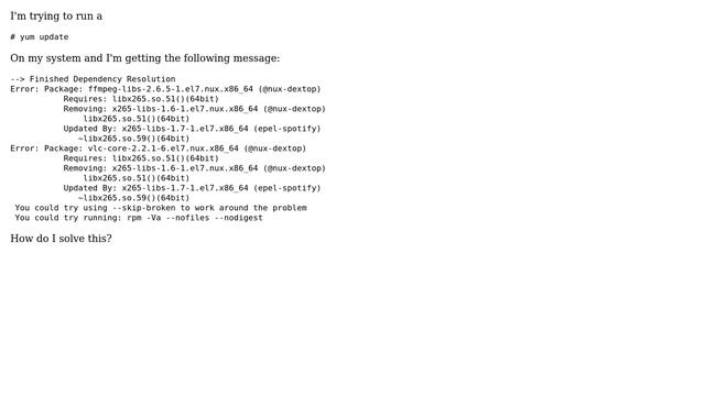 How to resolve libx265 dependency issue on CentOS7? смотреть онлайн