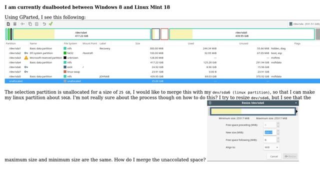 Unix & Linux: How can I merge unallocated hard disk space to my linux partition? смотреть онлайн