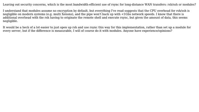 DevOps & SysAdmins: Which is more efficient with rsync: rsh/ssh or modules? смотреть онлайн