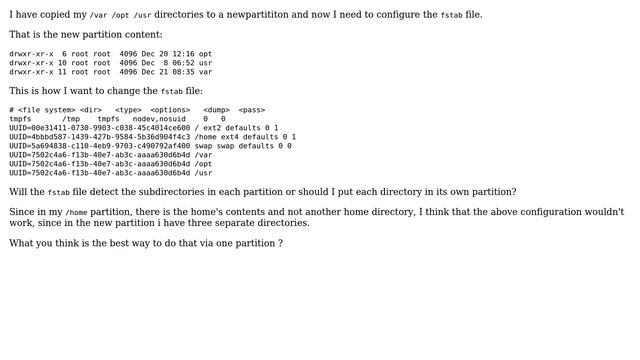 Unix & Linux: config fstab file for a diefferent partition root directories смотреть онлайн